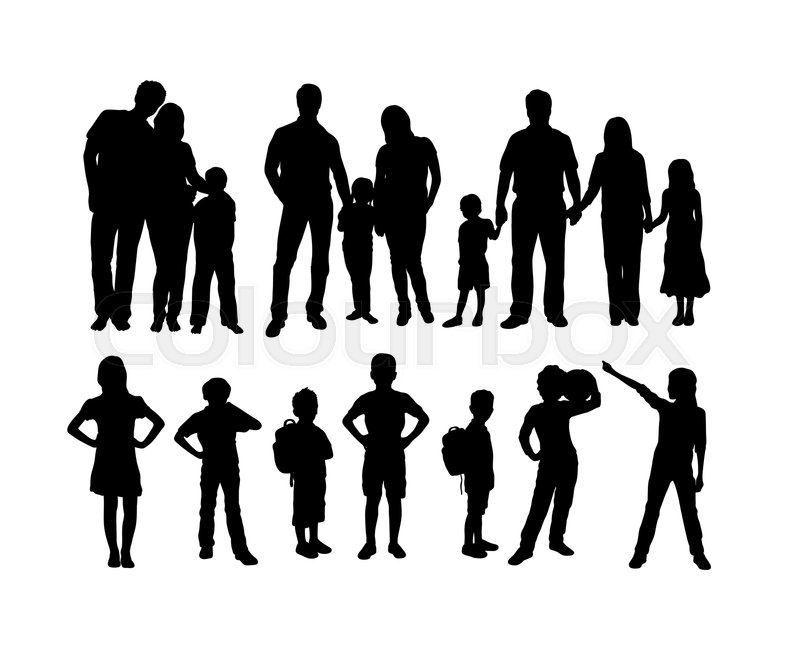 800x656 Happy Family Silhouettes, Art Vector Stock Vector Colourbox
