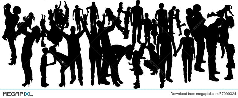 800x330 Vector Illustration With Family Silhouettes Illustration