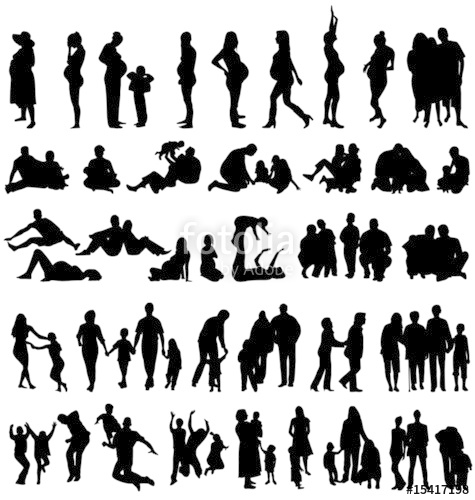 475x500 Family Silhouettes Collection Stock Image And Royalty Free Vector