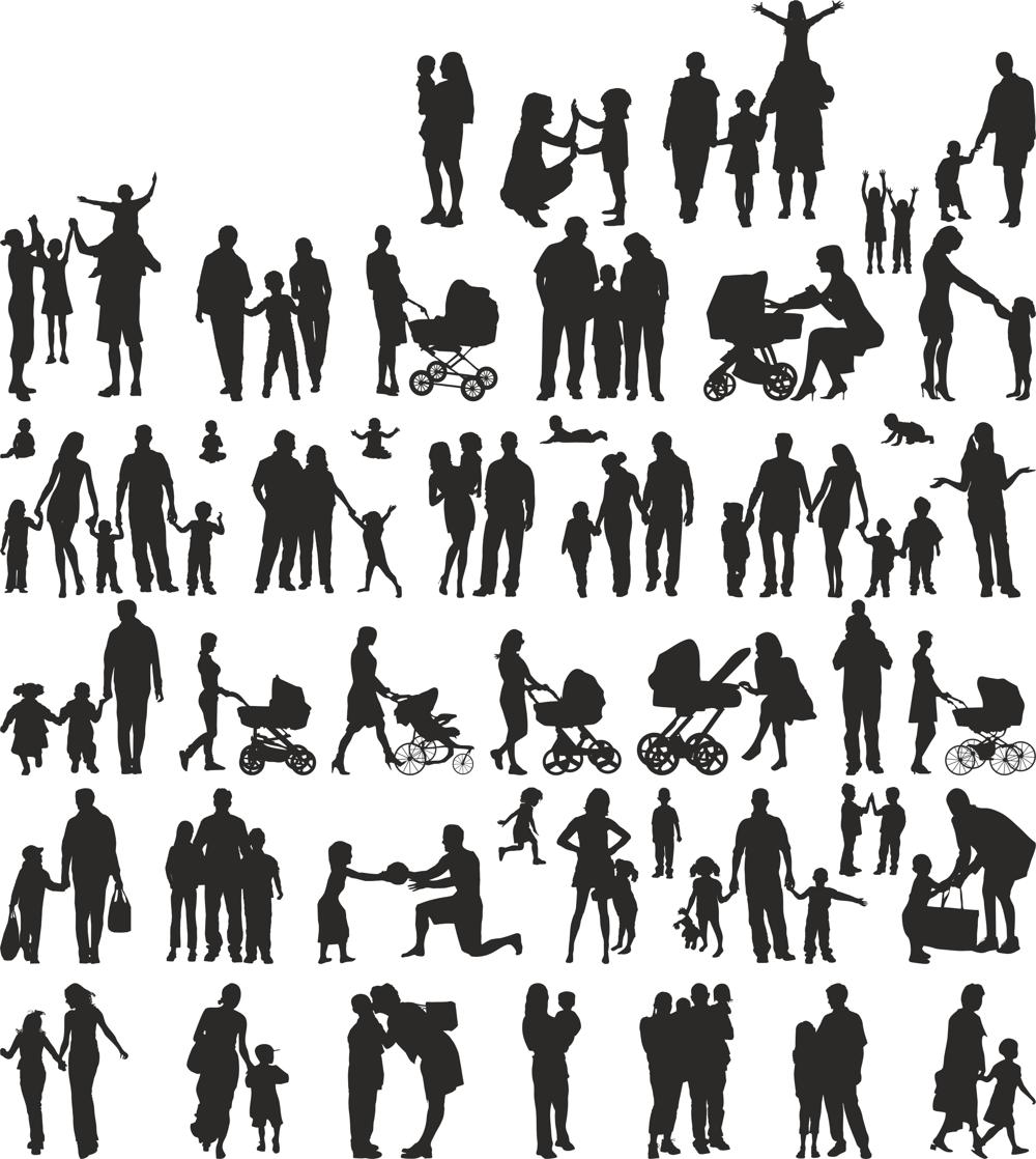 1000x1118 Family Silhouette Vector Set Free Vector Cdr Free Download