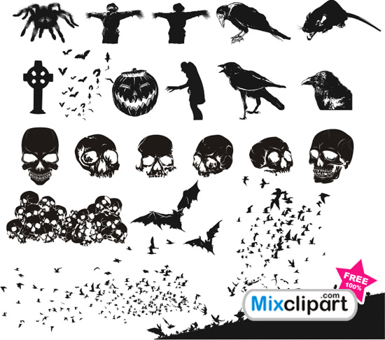 Set For Halloween Vector Free Clipart 550x486 Set For Halloween Vector Free Clipart