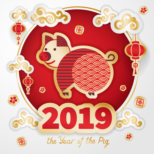 500x500 The Year Of The Pig Design Free Vector Vectorkh