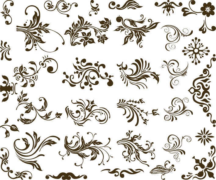 708x589 Set Of Vector Floral Design Free Vector Graphics All Free Web