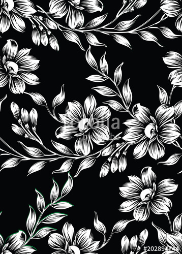 Seamless Black And White Vector Floral Pattern Stock Image 358x500 Seamless Black And White Vector Floral Pattern Stock Image