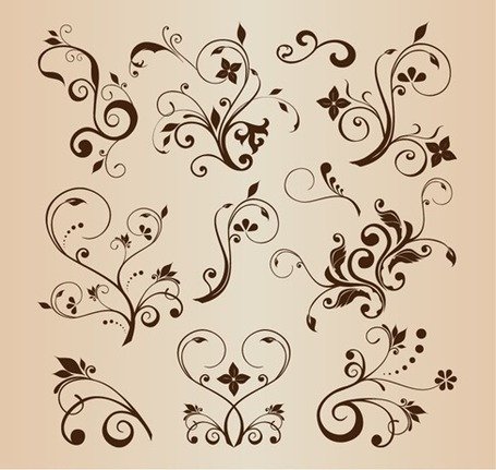455x431 Free Vector Llustration Set Of Swirling Flourishes Decorative