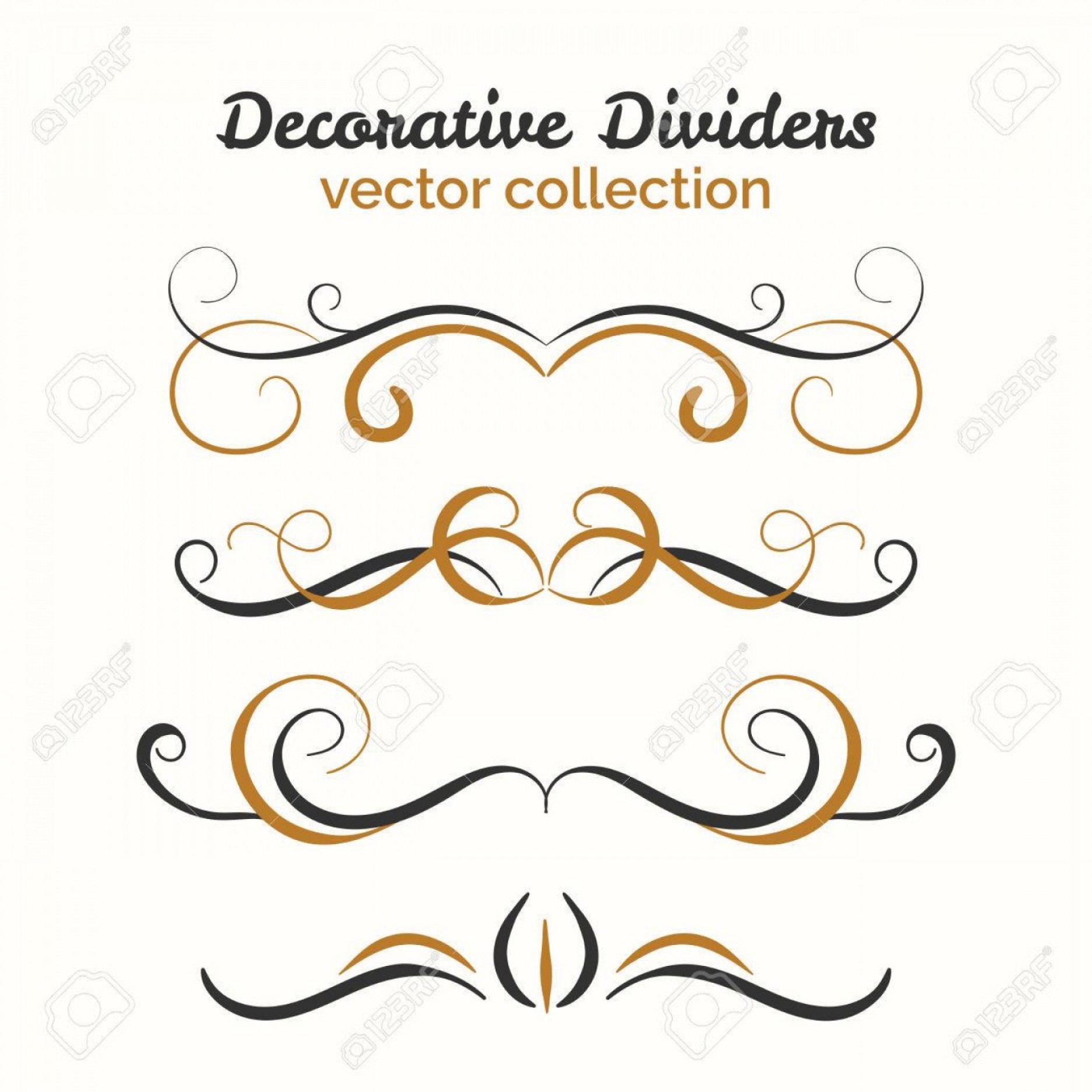 1872x1872 Photostock Vector Flourish Elements Hand Drawn Dividers Set