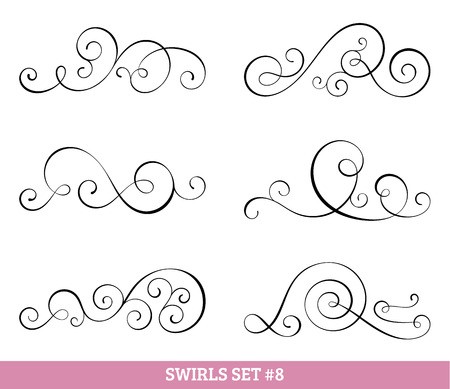 450x389 Set Of Six Vector Flourish Swirls Simple Black Contours On White