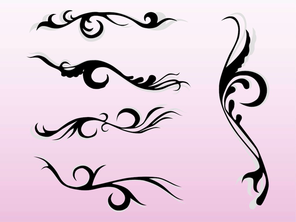 1024x768 Swirling Flourishes Vector Art Graphics