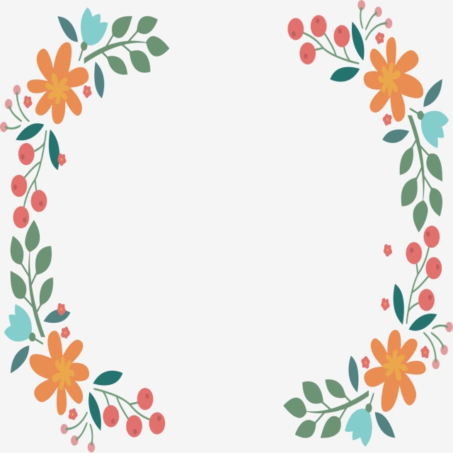 640x640 Vector Fresh Flowers Border, Flower Vector, Flower Border