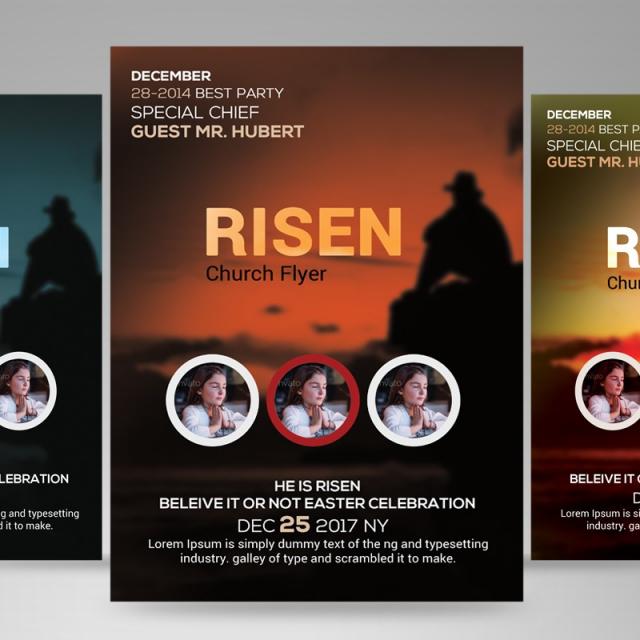 640x640 Risen Church Vector Flyer Template For Free Download
