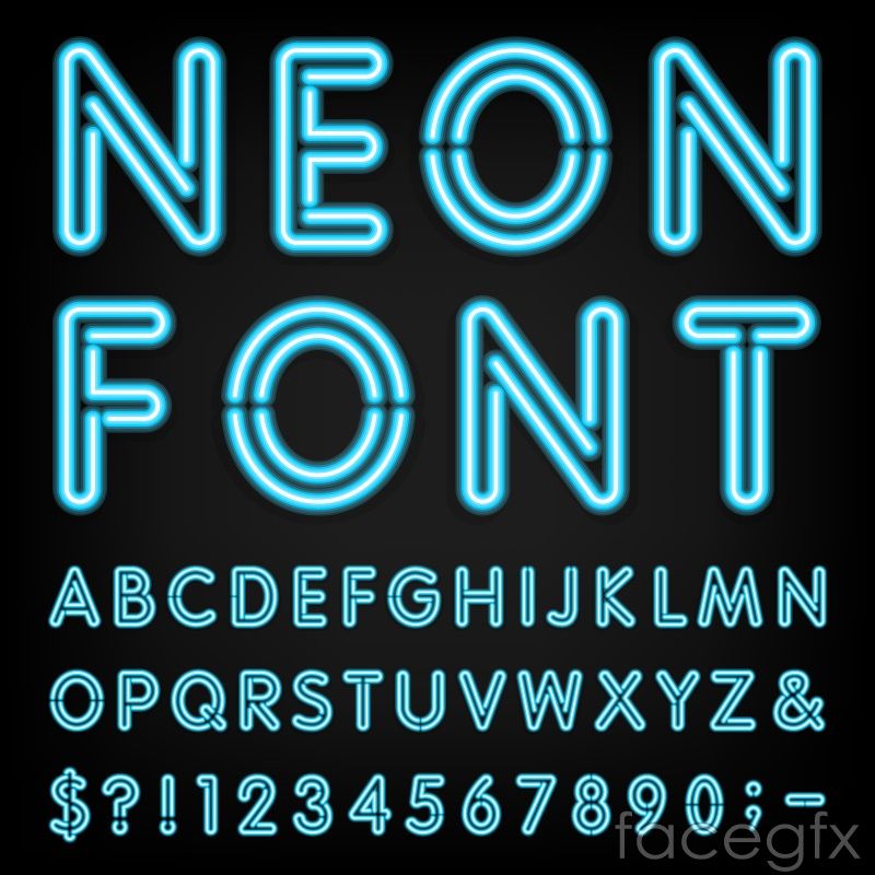 800x800 Free Download Blue Neon Alphabet Vector Free Vector Includes