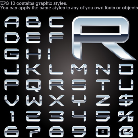 485x484 Set Of Metal Style Fonts Vector Free Vector In Encapsulated