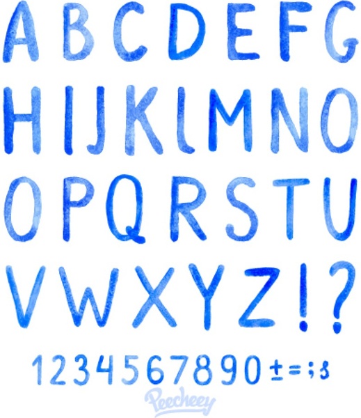 519x600 Watercolor Font Set Free Vector In Adobe Illustrator