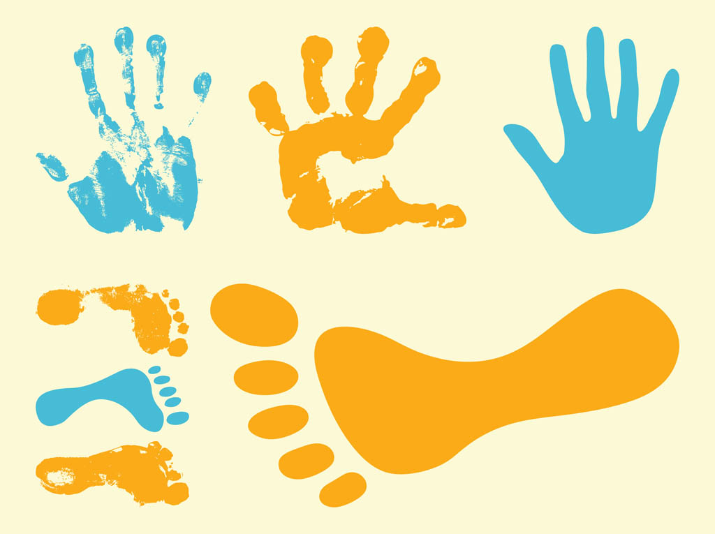 1024x765 Footprints And Hand Prints Vector Art Graphics