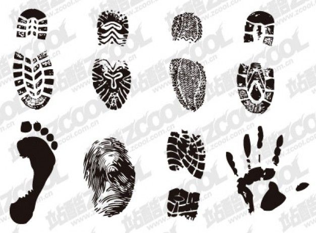 626x461 Shoe Prints, Footprints, Fingerprints And Palm Vector Materi Free