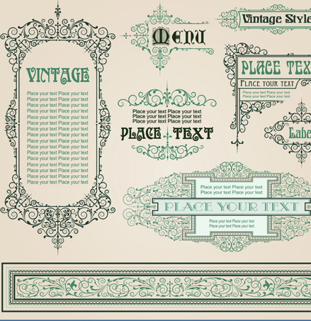 439x453 Vintage Style Vector Of Frame, Border And Ornament Set Free