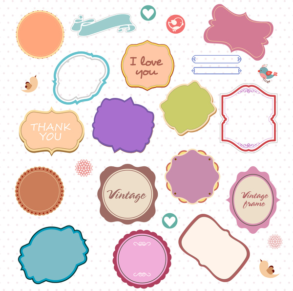 600x595 Decorative Frames Collection With Various Colored Shapes Free