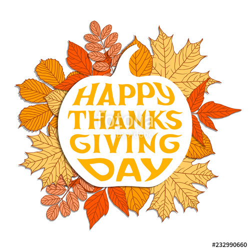500x500 Happy Thanksgiving Day Greeting Card Pumpkin Shape Vector Frame