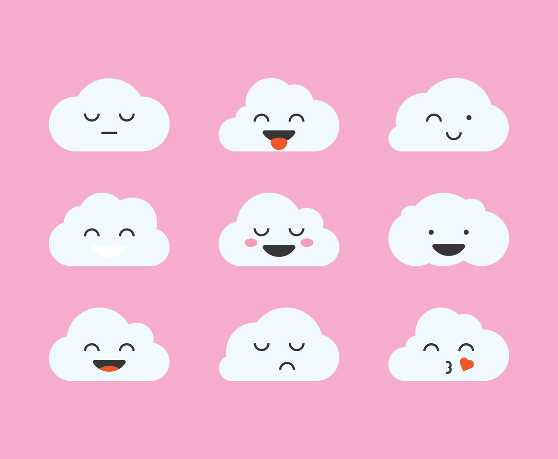 1136x936 Cute Clouds Emoticon Vector Art Graphics