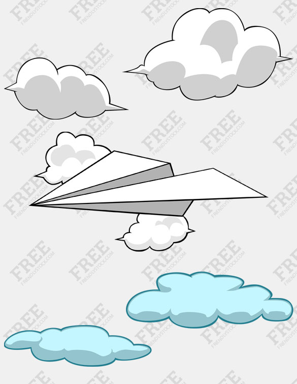 585x755 Free Graphics Paper Plane And Clouds Collection