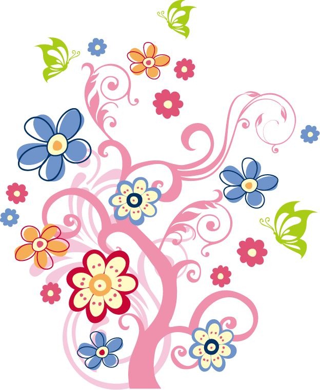 624x761 Wallpaper And Desktop For Pc Tree With Flowers Vector Graphic