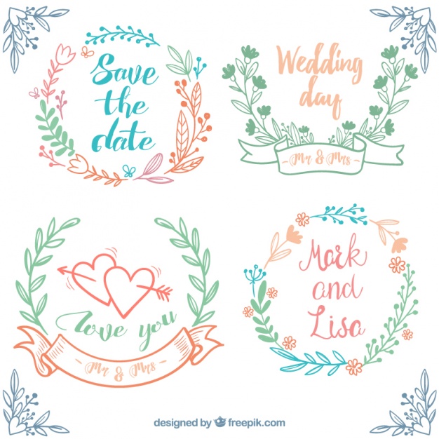 Hand Drawn Set Of Wedding Frames With Floral Decoration Vector 626x626 Hand Drawn Set Of Wedding Frames With Floral Decoration Vector
