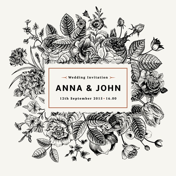 Hand Painted Floral Wedding Invitation Card Vector Graphics My 600x600 Hand Painted Floral Wedding Invitation Card Vector Graphics My