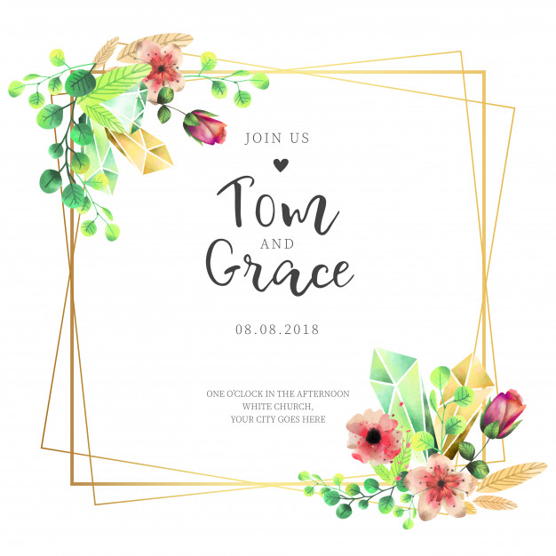 Elegant Frame Wedding Invitation With Watercolor Flowers Free 626x626 Elegant Frame Wedding Invitation With Watercolor Flowers Free
