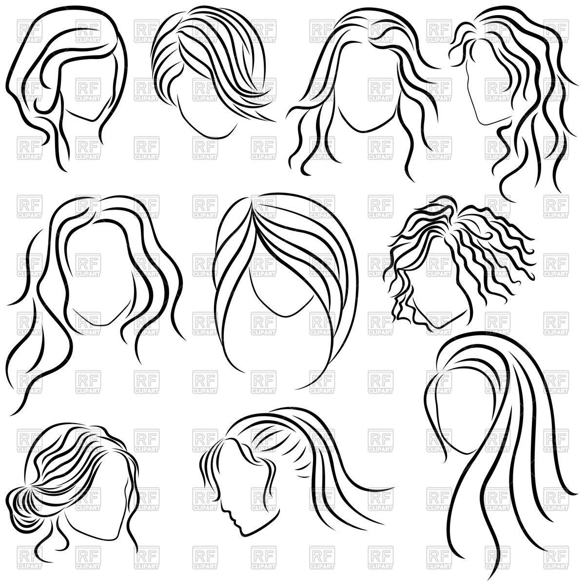 1200x1200 Set Of Hairstyles For Women Vector Image Of Beauty, Fashion