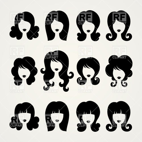 500x500 Silhouettes Of Women Hairstyles Vector Image Of Beauty, Fashion