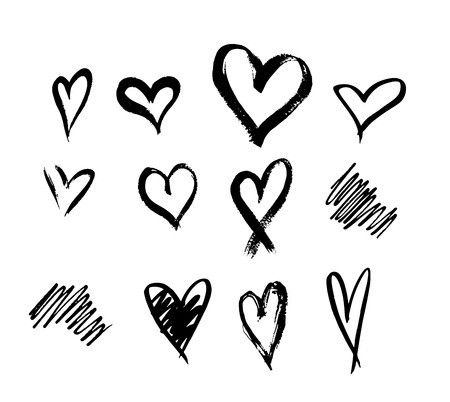 450x402 Set Of Ten Outline Hand Drawn Heart Icon Hand Drawn Doodle Grunge