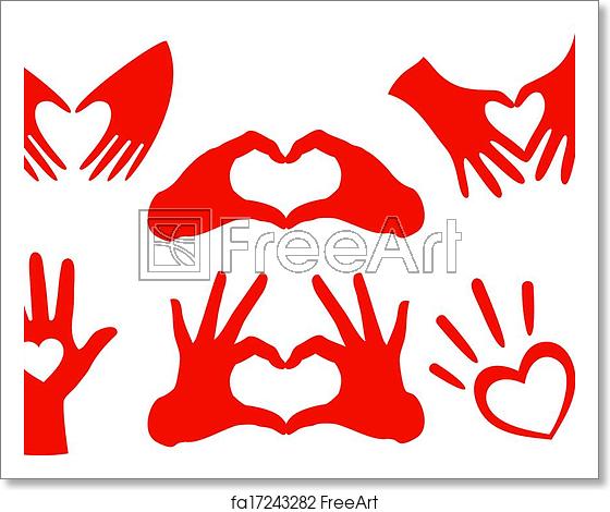 560x470 Free Art Print Of Hand Heart Set, Vector Heart Shaped Hands Set