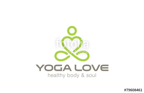 500x324 Yoga Logo Design Vector Heart Shape Spa Logotype Icon Stock