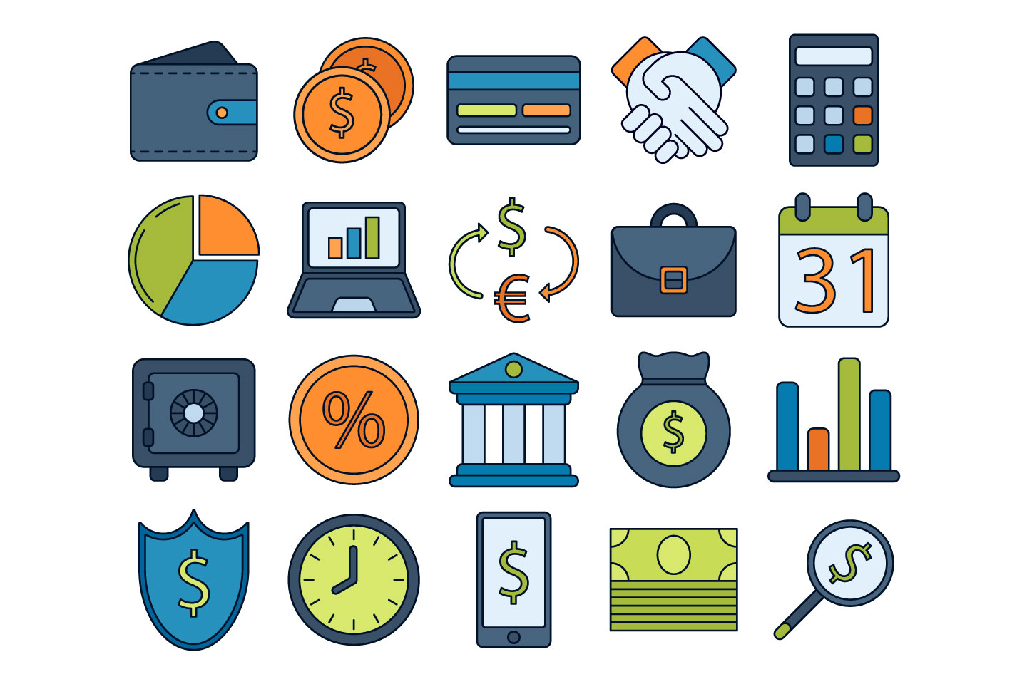 1440x960 Finance Free Vector Icon Set