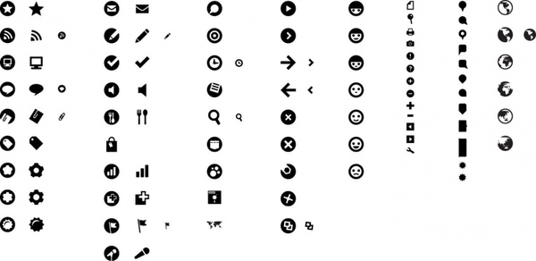 600x292 Free Simple Style Black Vector Icon Set Free Vector