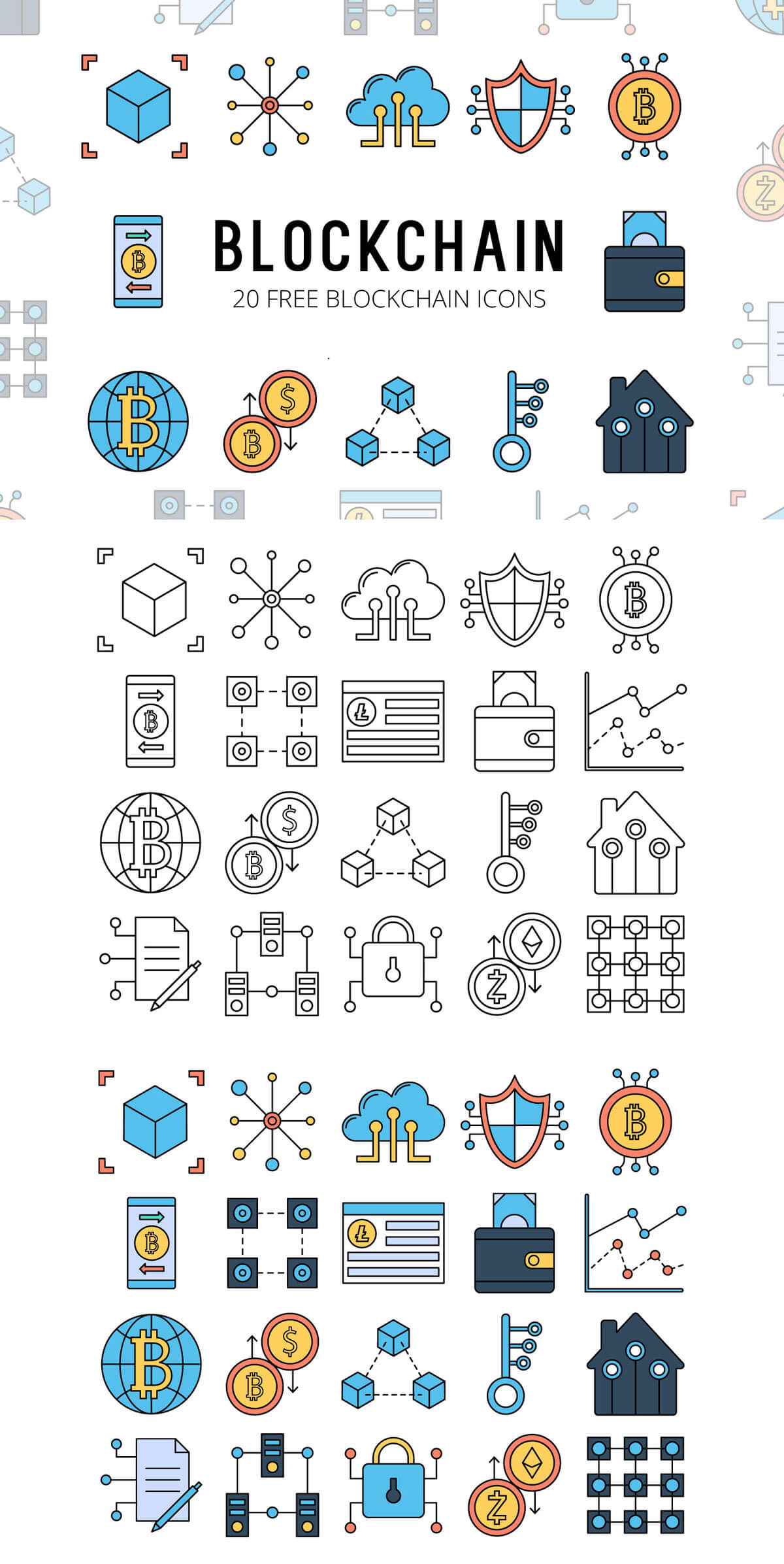 1200x2393 Free Blockchain Vector Icon Set