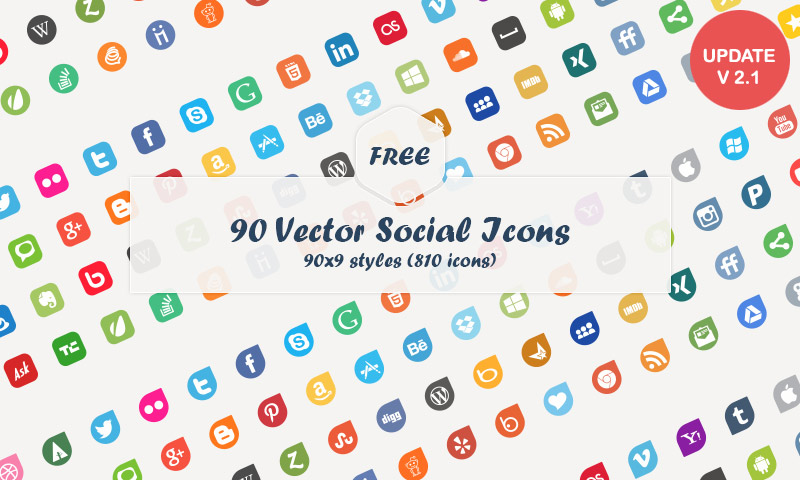 800x480 Free Download Vector Social Media Icons