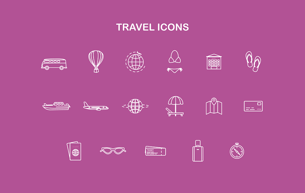 1024x650 Travel Icon Set