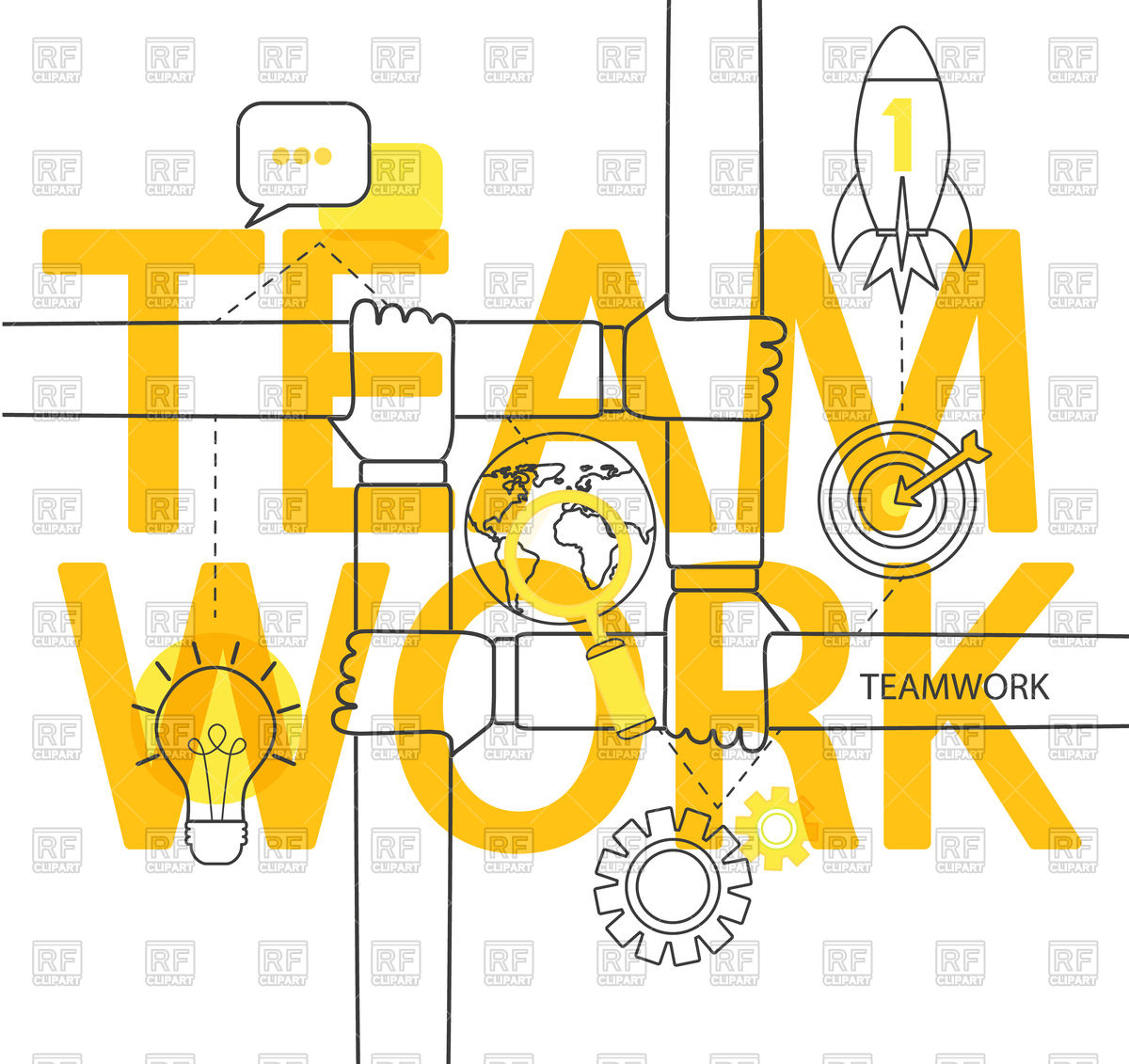 1200x1131 Modern Thin Line Infographic Of Teamwork Concept Vector Image