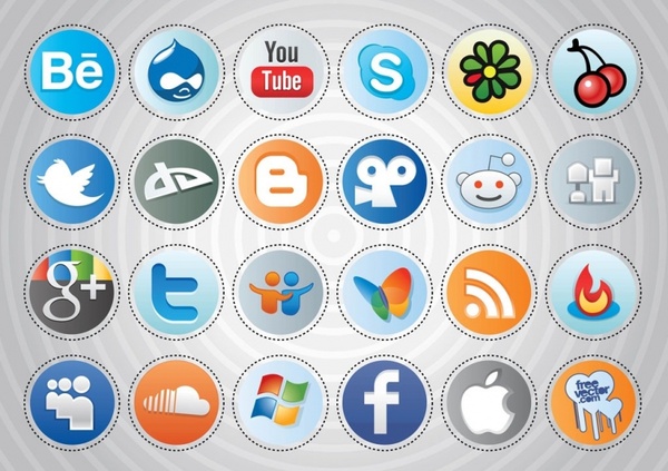 600x423 Social Media Buttons Free Vector Vectorkh