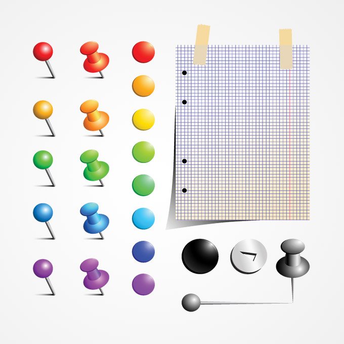 680x680 Free Push Pin Vector Set