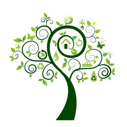 425x425 Green Tree With Ecology Icons Free Vector In Adobe Illustrator