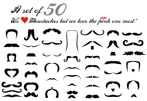 600x412 Moustache Free Illustrator Vector Pack