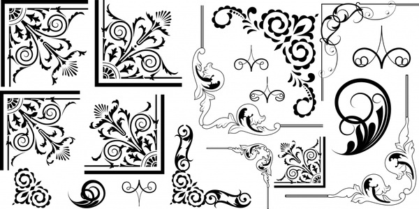 600x300 Photoshop Floral Corner Shapes Free Vector Download