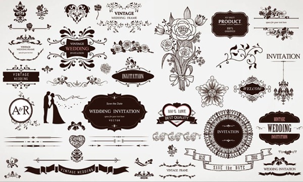 600x361 Retro Style Wedding Pattern Vector Material My Free Photoshop