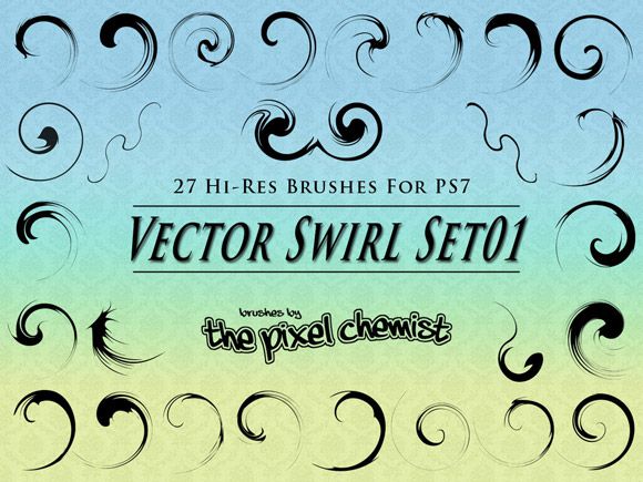580x435 High Quality Swirl Ribbon Photoshop Brushes