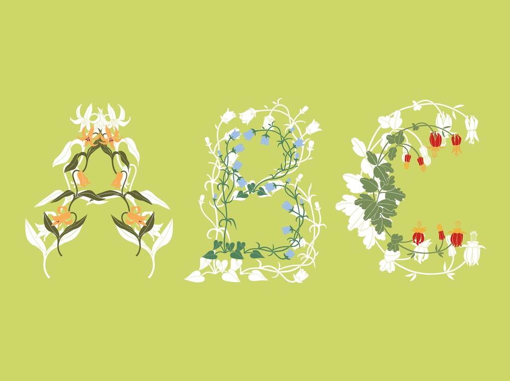 1024x765 Floral Letters Vector Art Graphics