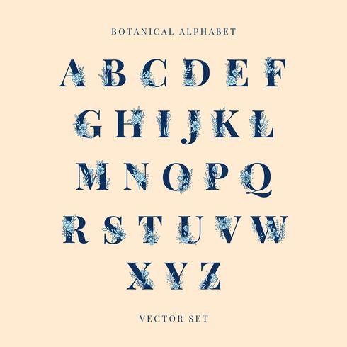 490x490 Botanical Alphabet Capital Letters Vector Set