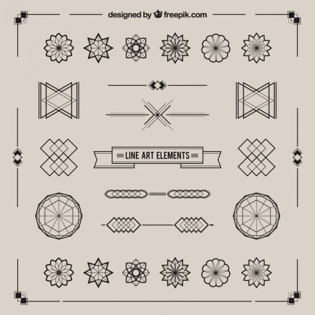 Line Art Retro Elements Vector Free Download 626x626 Line Art Retro Elements Vector Free Download