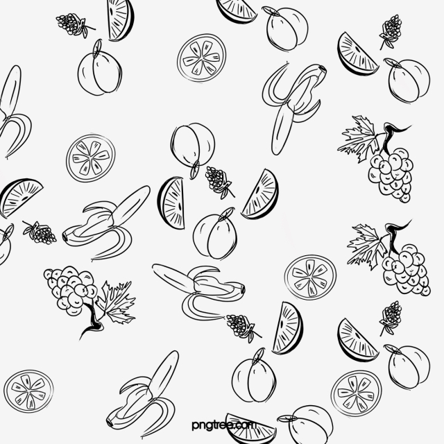 Black And White Line Art Vector Fruits And Vegetables, Black 640x640 Black And White Line Art Vector Fruits And Vegetables, Black